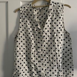 Cream J Crew Blouse with Navy dots